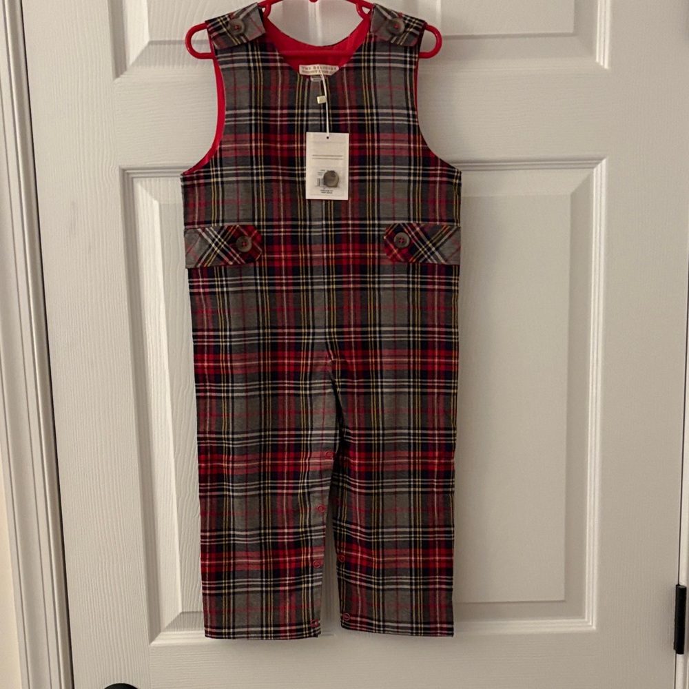 Beaufort Bonnet Plaid 2T Overalls / Jon Jon - perfect for holidays